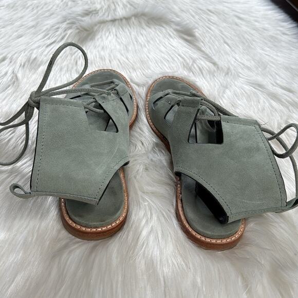 Zara Mint Green Faux Suede Gladiator Sandals - Picture 8 of 13